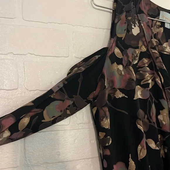 Veronica M Womens Dress Open Shoulder Black Floral Womens Dress Medium - Picture 3 of 6